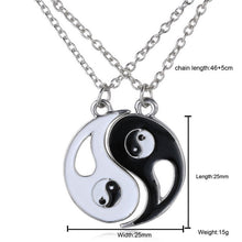 Black White Couple Sister Friend Friendship Jewelry Unique Personalized Gifts Yin Yang Pendant Necklace EF8
