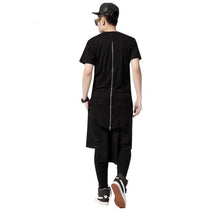 Black White T shirt XXL Long Back Zipper Streetwear Swag Man Hip Hop Skateboard T-shirt Top Tee Men Clothing EF8