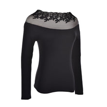 Black   white striped blouse Knitted women tops lace floral embroidery shirts long sleeve knitwear Women Formal Tops EF8