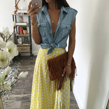 Blue Jean Denim Women Lady Tops Casual Sleeveless Blue Shirts Pocket Brief Tops Outwear Clothing Vest EF8
