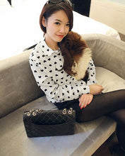 Blusas Femininas Fashion Vintage Women's Shirt Chiffon Love Heart Sweet Black Women Long Sleeve Tops Roupas S M L EF8