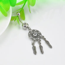 Body Jewelry Crystal Gem Dream Catcher Navel Dangle Belly Barbell Button Bar Ring Body piercing Art EF8