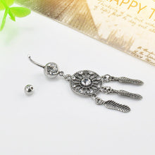 Body Jewelry Crystal Gem Dream Catcher Navel Dangle Belly Barbell Button Bar Ring Body piercing Art EF8
