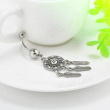 Body Jewelry Crystal Gem Dream Catcher Navel Dangle Belly Barbell Button Bar Ring Body piercing Art EF8