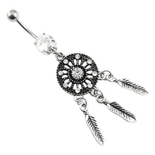 Body Jewelry Crystal Gem Dream Catcher Navel Dangle Belly Barbell Button Bar Ring Body piercing Art EF8