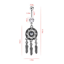 Body Jewelry Crystal Gem Dream Catcher Navel Dangle Belly Barbell Button Bar Ring Body piercing Art EF8