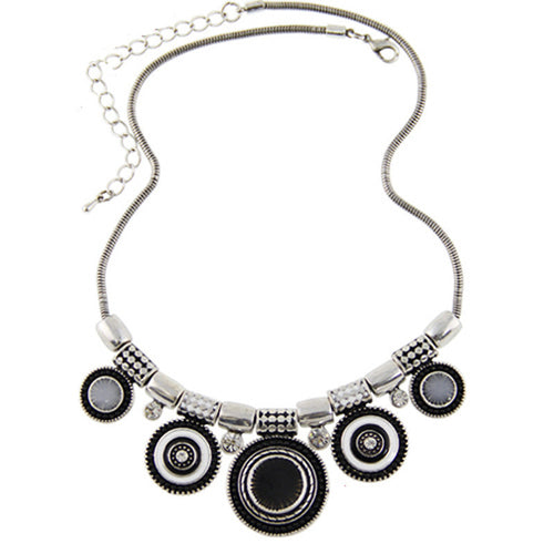 Boheman Style Statement Choker Necklace Women Jewelry Ethnic Collar Retro Silver Plated Colorful Pendant Necklaces EF8