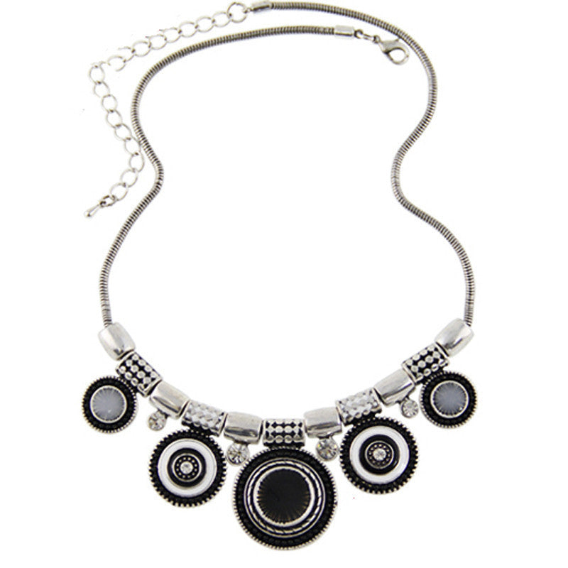 Boheman Style Statement Choker Necklace Women Jewelry Ethnic Collar Retro Silver Plated Colorful Pendant Necklaces EF8