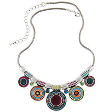 Boheman Style Statement Choker Necklace Women Jewelry Ethnic Collar Retro Silver Plated Colorful Pendant Necklaces EF8