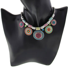 Boheman Style Statement Choker Necklace Women Jewelry Ethnic Collar Retro Silver Plated Colorful Pendant Necklaces EF8