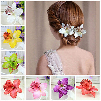 Bohemia Style Bridal Flower Orchid Leopard Hair Clip Beauty Hairpins Barrette Wedding Decoration Hair Accessories Beach Hairwear EF8
