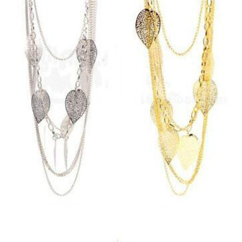 Bohemian Vintage Multi-Layer Long Sweater Necklace Pendant Chain Acrylic Neckace Jewelry For Women Leaves Necklace EF8