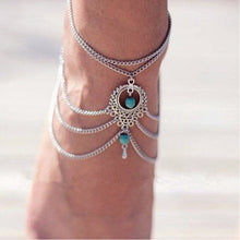 Boho Ethnic Turquoise Beads Barefoot S al Anklet Chic Multilayer Tassel Foot Chain Anklet Bracelet Body Jewelry For Women EF8