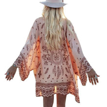 Boho Printed Chiffon Loose Kimono Cardigan Fashion Women Blouse Shirt Tops Batwing Sleeve Blusas Femininas EF8