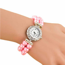 Bracelet Watch Women Ladies Students Fashion Quartz-watchClock Imitation Golden Pearl Chain Wrist Watches Quartz EF8