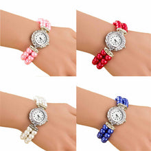 Bracelet Watch Women Ladies Students Fashion Quartz-watchClock Imitation Golden Pearl Chain Wrist Watches Quartz EF8