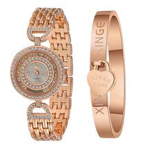 Bracelets Watches Famous Creative Luxury Women Rose Gold Sliver Rhinestone Crystal Love Bangle Watch And Bracelet Set 593 EF8