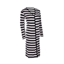 Black   White Striped Long Sleeve Knitted Open Cardigan Fall Slim Women Sweater EF8