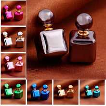 C y Double Sided Earings Square Seal Ball Ear Studs Elegant Crystal Jewelry EF8