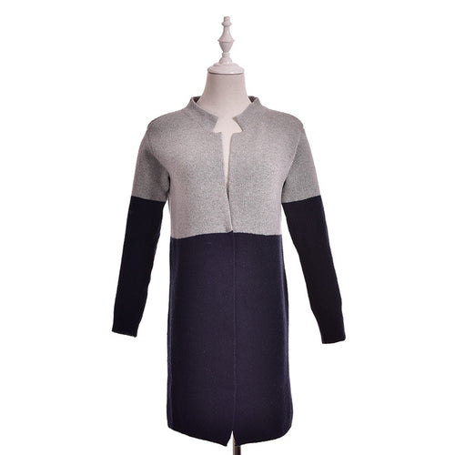 Cardigan Women Plus Size Long Patchwork Thick Wool Sweater EF8