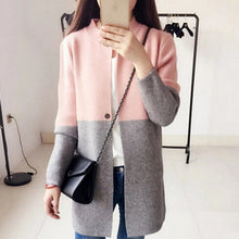 Cardigan Women Plus Size Long Patchwork Thick Wool Sweater EF8
