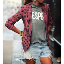 Casual Women Fashion Red Plaid Long Sleeve Fitted Blazer Plus Size Business Formal Office Suits One Button Blaser Feminino EF8
