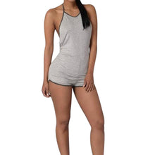 Casual Women Backless Playsuit Sexy Lady Halter Sleeveless Catsuit Women's Short Beach Jumpsuits Rompers Plus Size S-XL 2 Color EF8