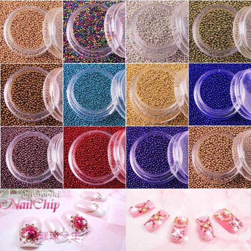 Caviar Nail Polish 12 Colors Nail Art Acrylic Steel Ball Manicure Decoration Tips EF8