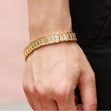 Charm Men Jewelry Gold Bracelet Alloy Gold Plated Round Chain Men Bracelet EF8