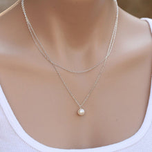 Charm Pendant Pearl Necklace Sliver Gold Double Chain Necklace For Women EF8