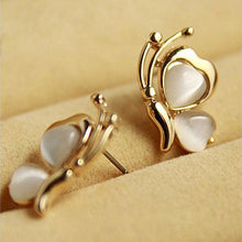 Charm Smooth Butterfly Stud Earrings For Women Golden Color Crystal Jewelry Peach Heart Earings EF8