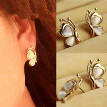Charm Smooth Butterfly Stud Earrings For Women Golden Color Crystal Jewelry Peach Heart Earings EF8