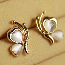 Charm Smooth Butterfly Stud Earrings For Women Golden Color Crystal Jewelry Peach Heart Earings EF8