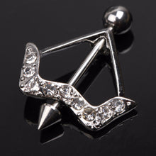Charming Body Piercing Jewelry Cupid's Arrow Pattern Rhinestones Inlaid Nipple Ring Body  EF8