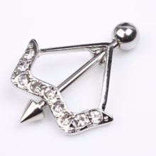 Charming Body Piercing Jewelry Cupid's Arrow Pattern Rhinestones Inlaid Nipple Ring Body  EF8