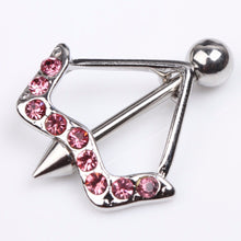 Charming Body Piercing Jewelry Cupid's Arrow Pattern Rhinestones Inlaid Nipple Ring Body  EF8