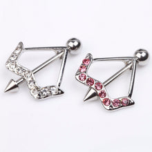 Charming Body Piercing Jewelry Cupid's Arrow Pattern Rhinestones Inlaid Nipple Ring Body  EF8