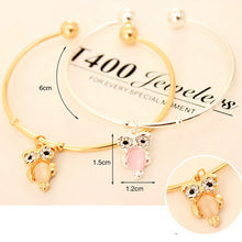 Chic Gold Plated Rhinestone Owl Cuff Bracelets Bangles for Women Lady Girl Women Jewelry Owl Bangles Bracelets for Women EF8