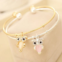 Chic Gold Plated Rhinestone Owl Cuff Bracelets Bangles for Women Lady Girl Women Jewelry Owl Bangles Bracelets for Women EF8