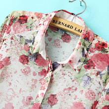 Chiffon Shirts Flowers Printed Women Blouses Long Sleeve Shirts For Women Blouses S M L EF8