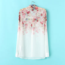 Chiffon Shirts Flowers Printed Women Blouses Long Sleeve Shirts For Women Blouses S M L EF8
