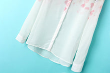 Chiffon Shirts Flowers Printed Women Blouses Long Sleeve Shirts For Women Blouses S M L EF8