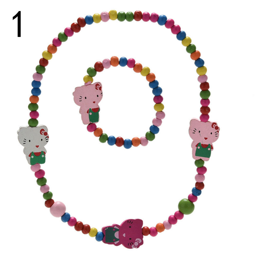 Children Beads Jewelry Setnecklace bracelet bangle jewelry Kids Gift Party Birthday Necklace EF8