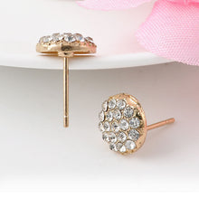 Circle Rhinestone Gold Ear Clip Women Jewelry Elegant Women Crystal Stud Earrings EF8