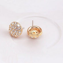 Circle Rhinestone Gold Ear Clip Women Jewelry Elegant Women Crystal Stud Earrings EF8