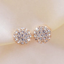 Circle Rhinestone Gold Ear Clip Women Jewelry Elegant Women Crystal Stud Earrings EF8