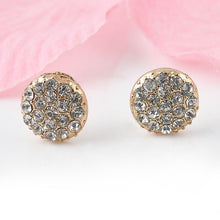 Circle Rhinestone Gold Ear Clip Women Jewelry Elegant Women Crystal Stud Earrings EF8