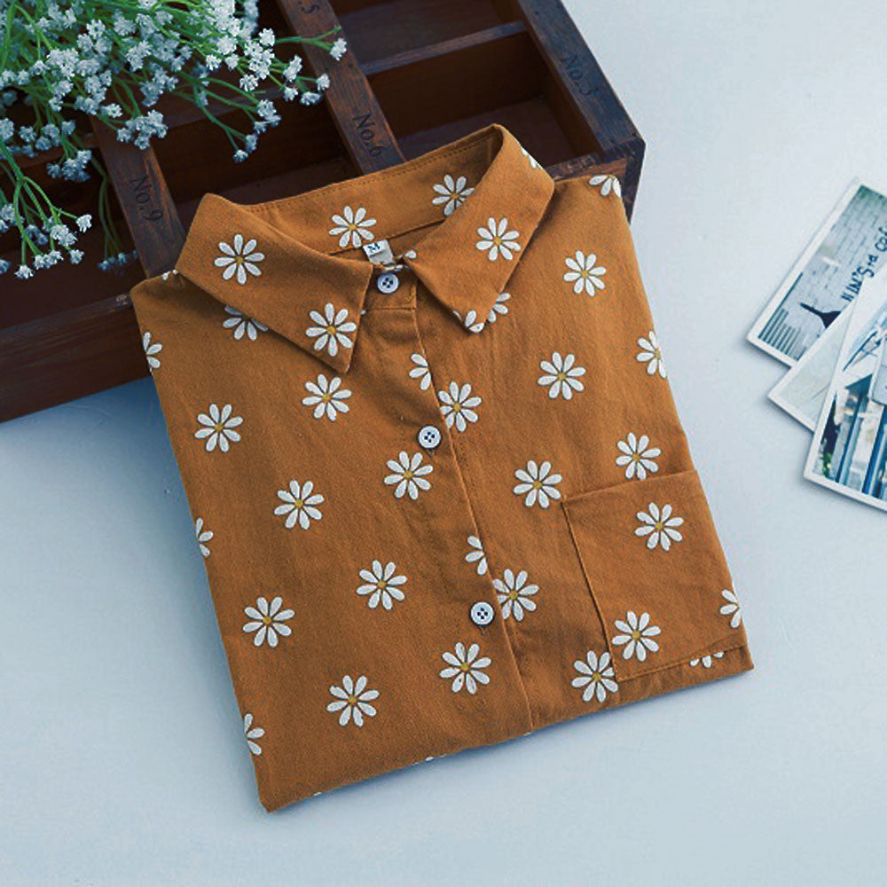 ClearanceWomen Blouses Turn Down Collar Floral Blouse Long Sleeve Shirt Women Camisas Femininas Women Tops And Blouses Fashion EF8