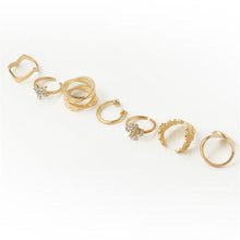 Clover Rhinestone Joint Tail Finger Knuckle Ring Set for women 7PCS Rock Punk Gold Plated Stack B  Midi Rings EF8