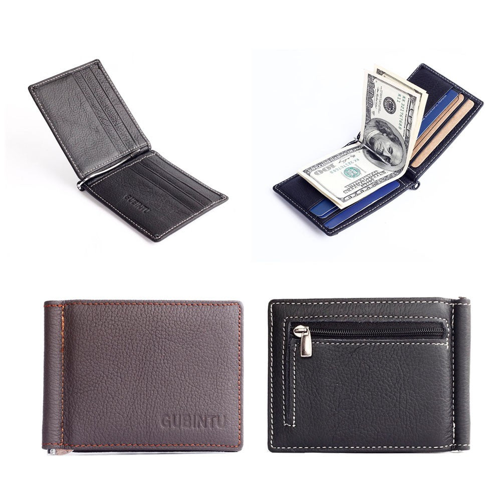 Buy LAORENTOU Men's Genuine Leather Wallet Clutch Wallet Purse Card Holder  with Zipper Pocket (BLACK) at Amazon.in